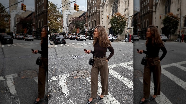 woman with brown outfit