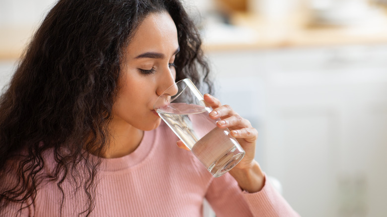 woman drinking water