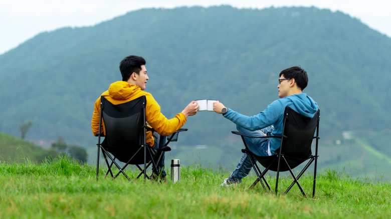 Couple sitting and talking