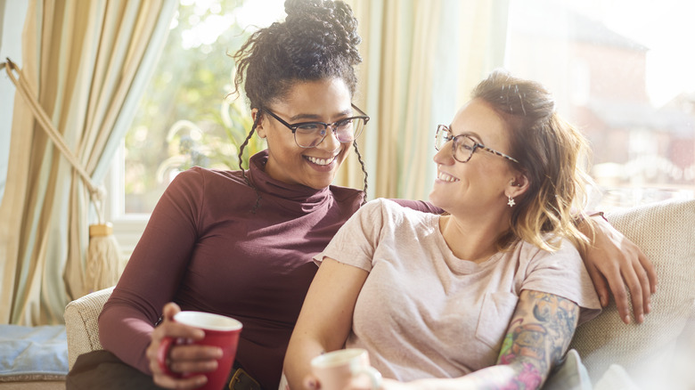 Couple having fun on couch