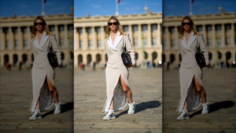  blazer dress with sneakers