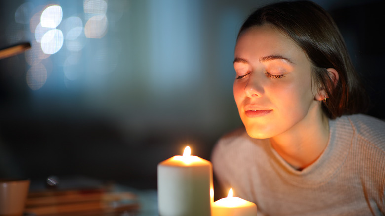 Woman with candles