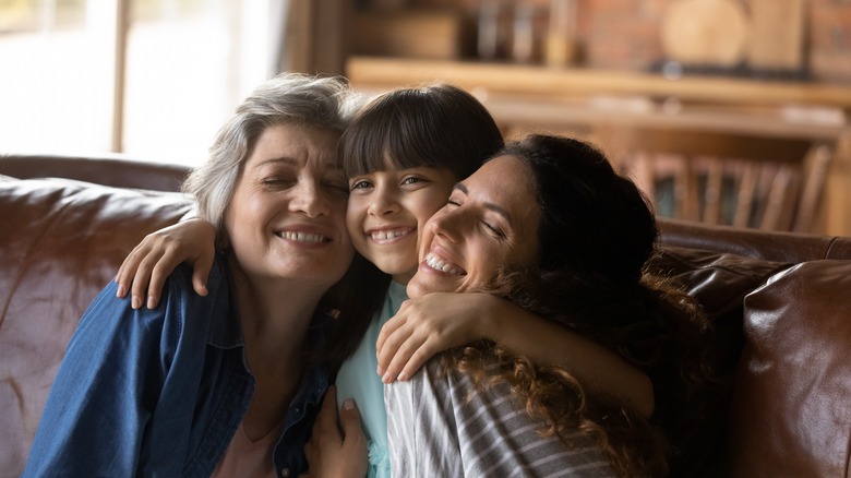 Family hugging