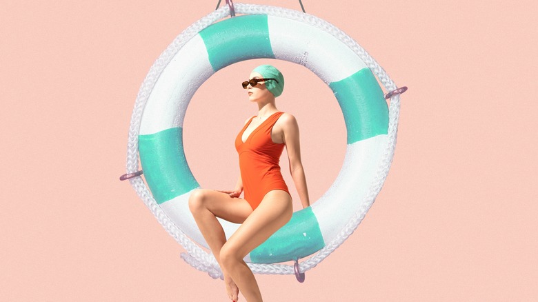 Woman with swim cap 