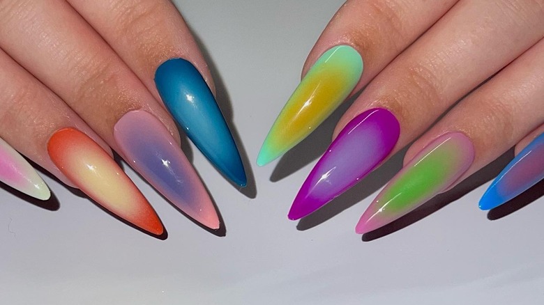 Woman with airbrushed nails