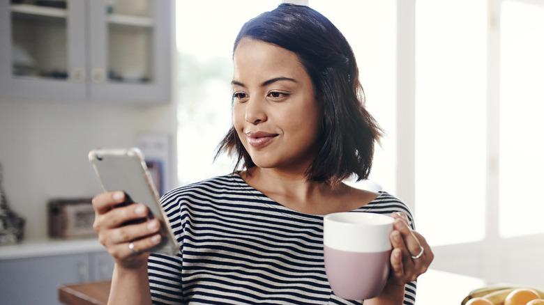 woman using phone