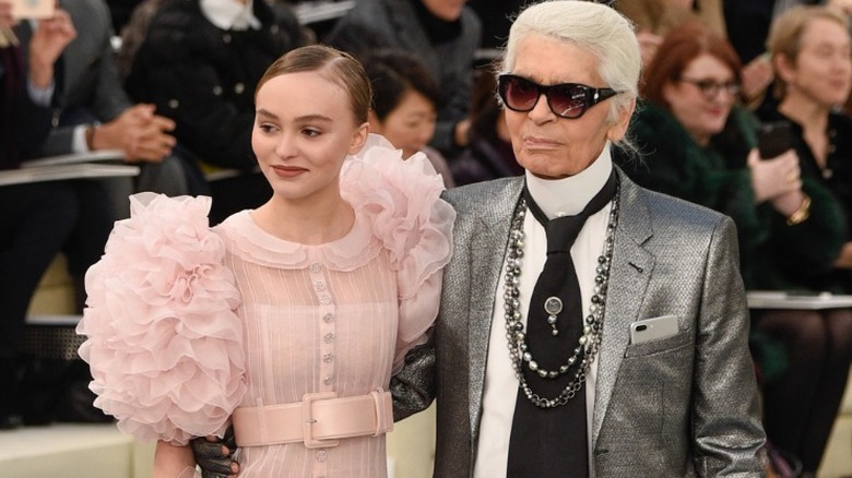 Karl Lagerfeld and Lily Rose Depp at Chanel 2017 show