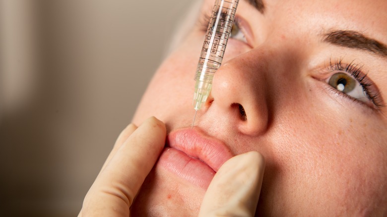 Patient getting a lip injection