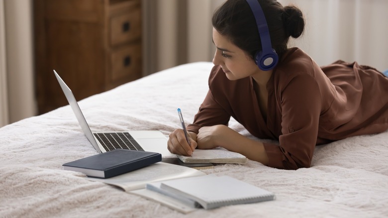 woman studying