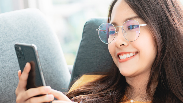 female using mobile phone