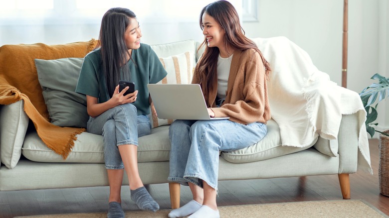 Woman and friend having conversation