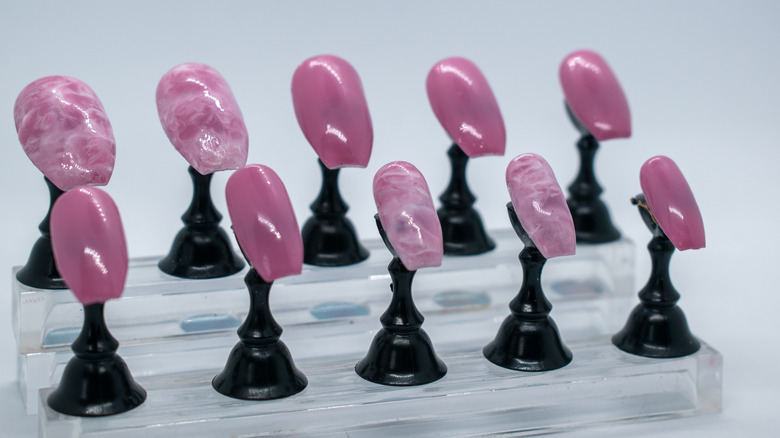 Individual pre-polished purple press-on nails