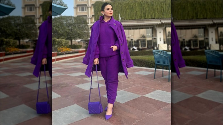 purple monochromatic outfit 