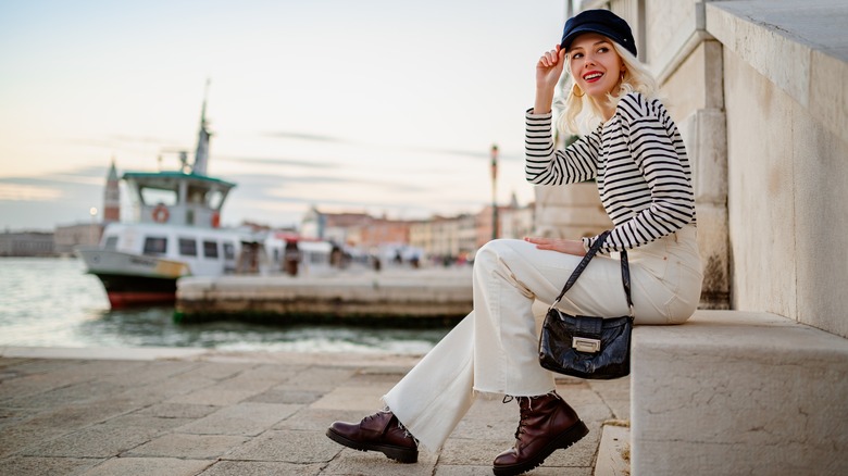 White flare jeans