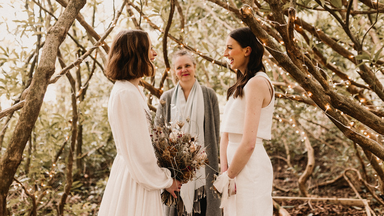 Couple eloping in the woods