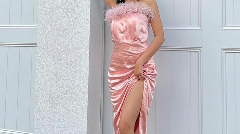 silk blush pink dress