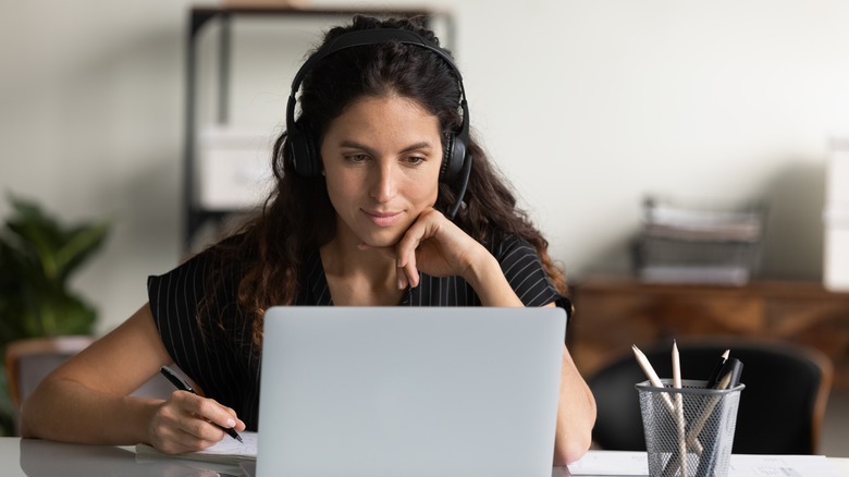 woman wearing headphones