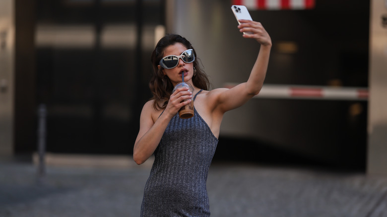 woman taking selfie