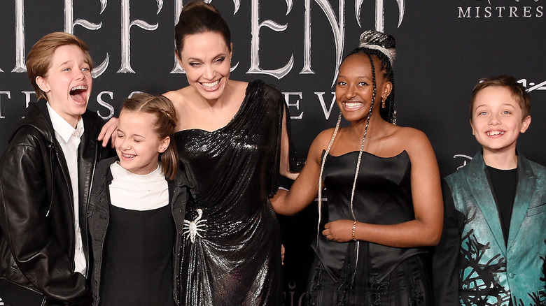 Angelina Jolie with her children