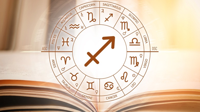 Open book and Sagittarius sign